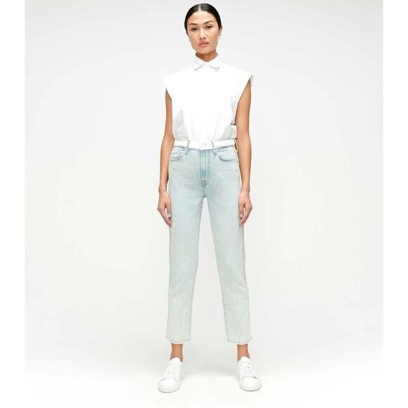 7 For All Mankind • High Waist Cropped Straight with Braided Belt - Picture 1 of 9